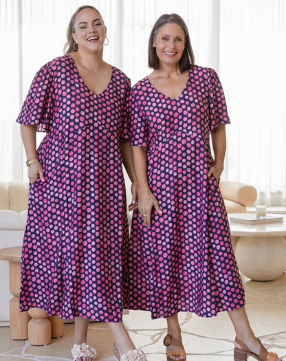 Georgia Dress - Navy Spot