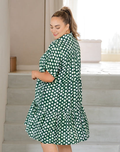 Sherry Shirt Dress - Olive Spot