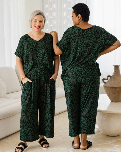 Sammie Pants - Green Leopard