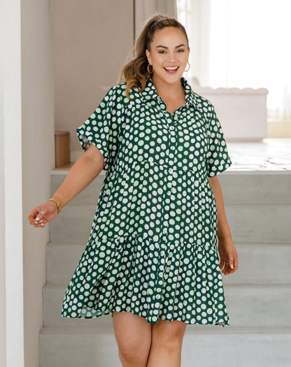 Sherry Shirt Dress - Olive Spot