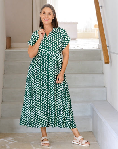 Elsie Dress - Olive Spot