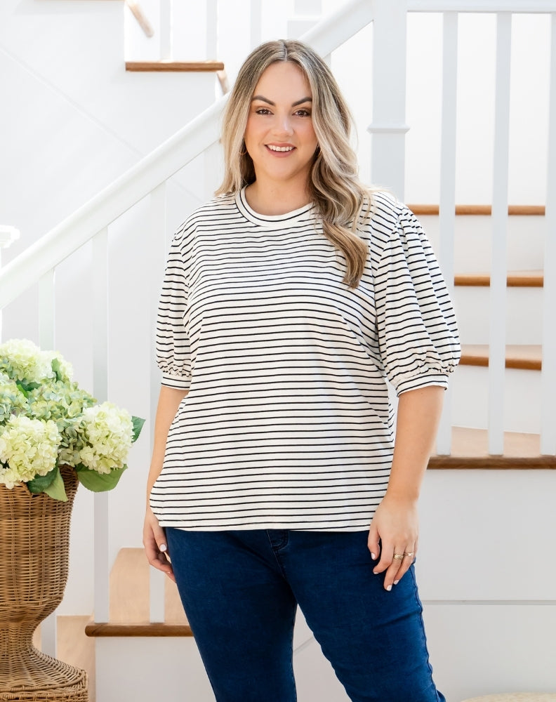 Phoebe Puff Sleeve Tee - White