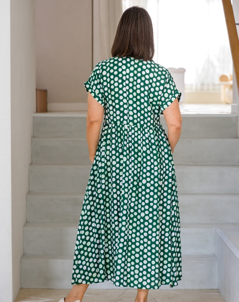 Elsie Dress - Olive Spot