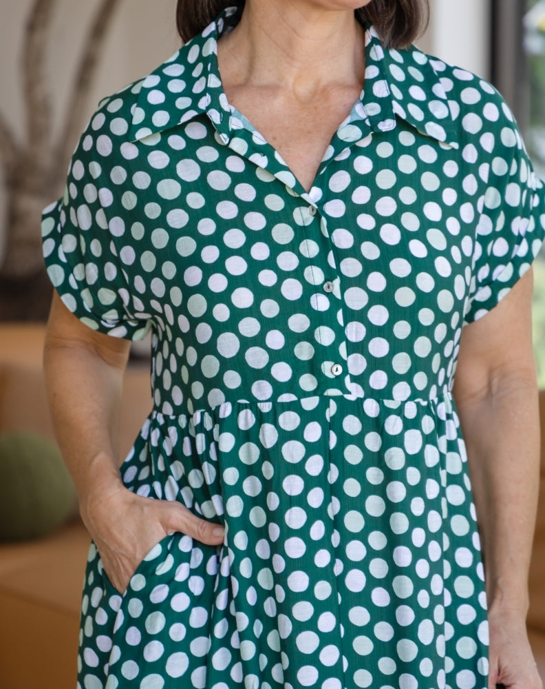 Elsie Dress - Olive Spot