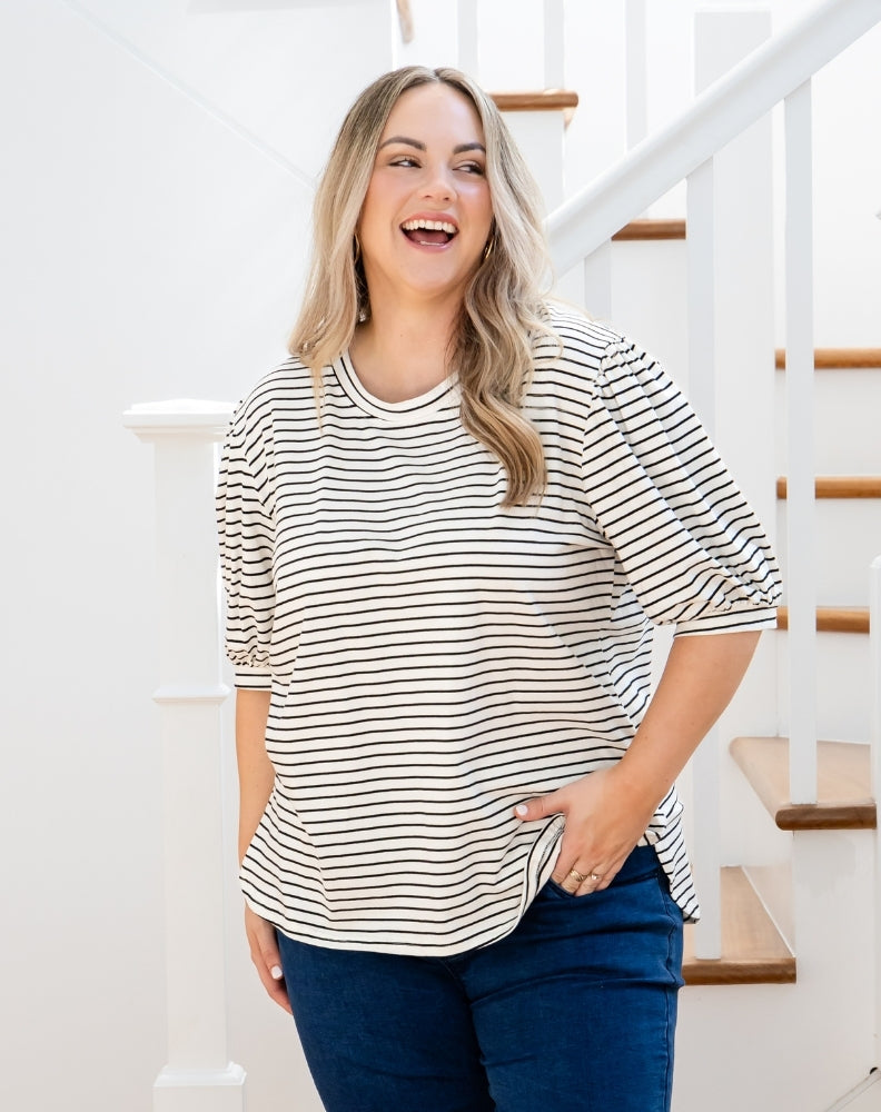 Phoebe Puff Sleeve Tee - White