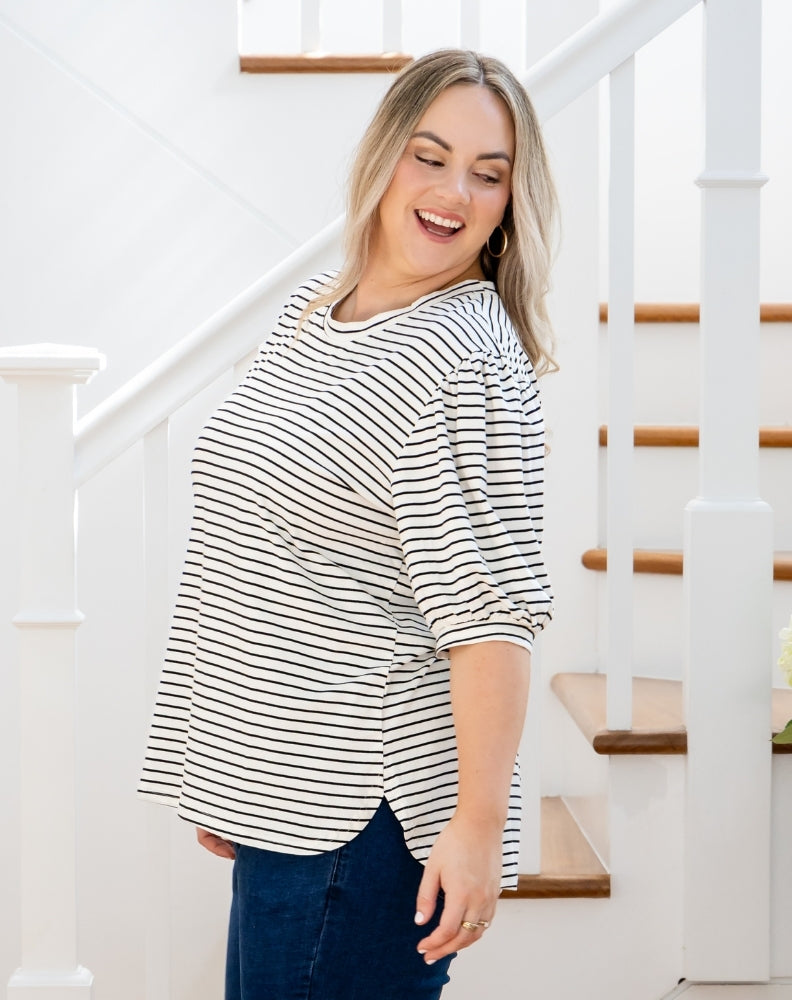 Phoebe Puff Sleeve Tee - White