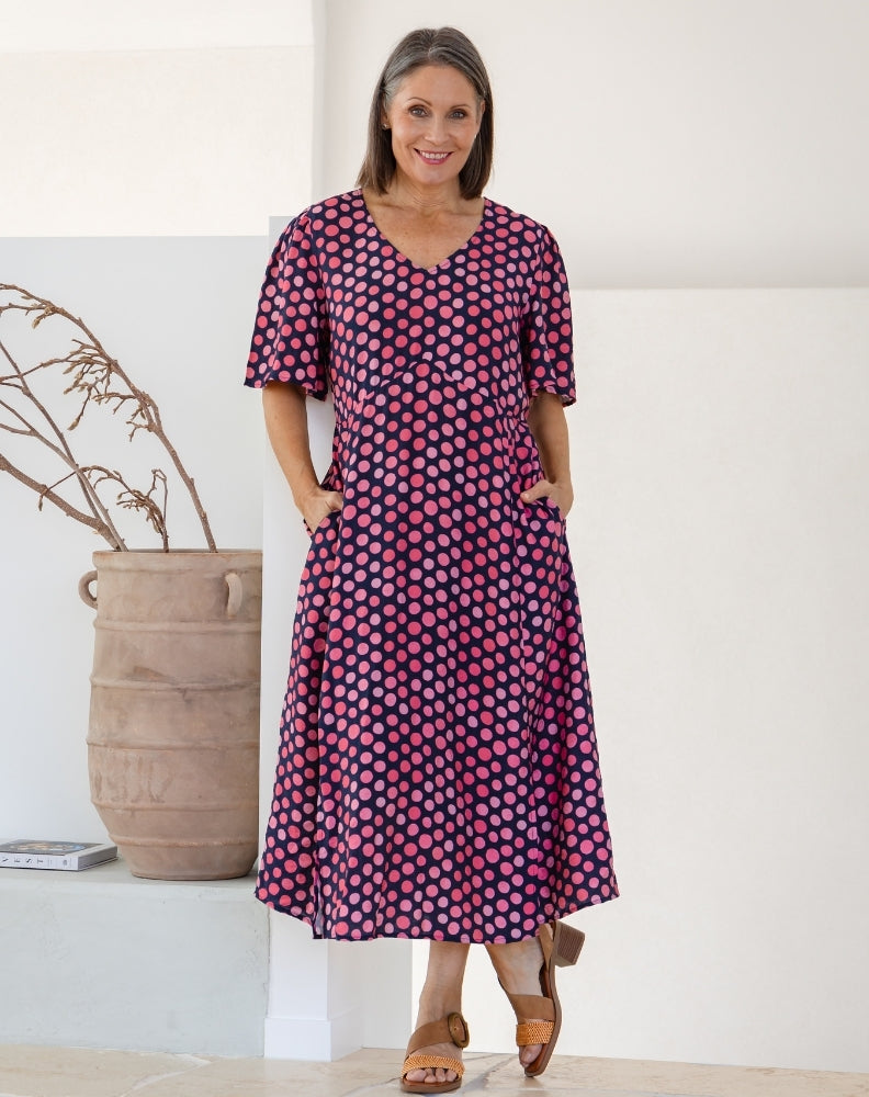 Georgia Dress - Navy Spot