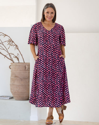 Georgia Dress - Navy Spot
