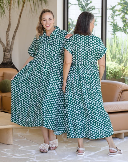Elsie Dress - Olive Spot