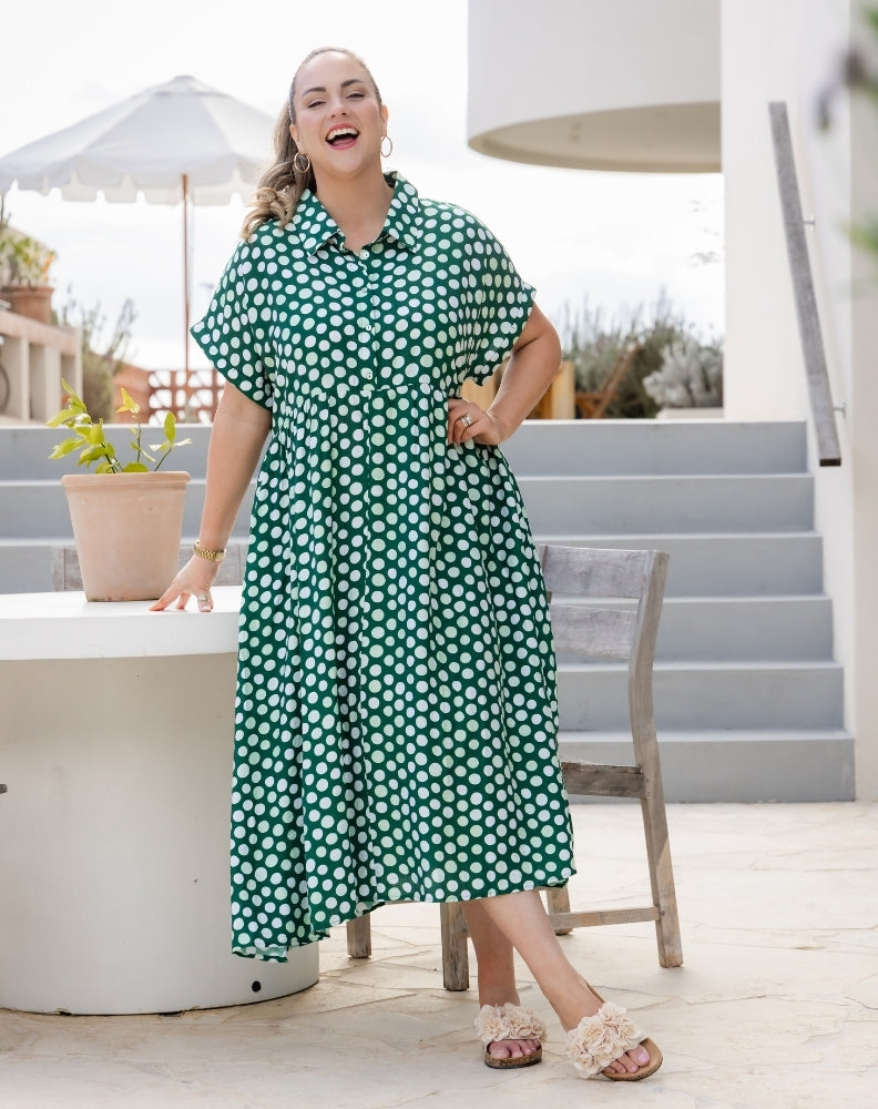 Elsie Dress - Olive Spot