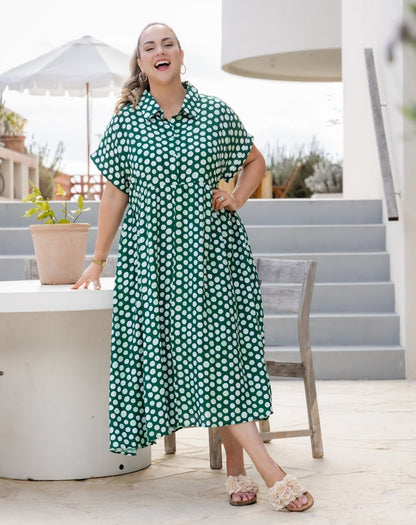 Elsie Dress - Olive Spot