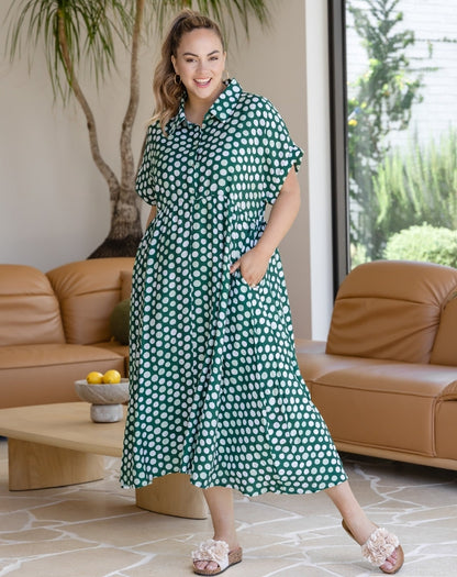 Elsie Dress - Olive Spot