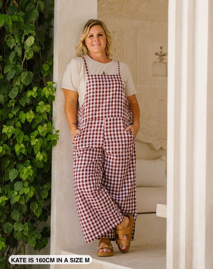 Cotton Overall - Coffee Gingham