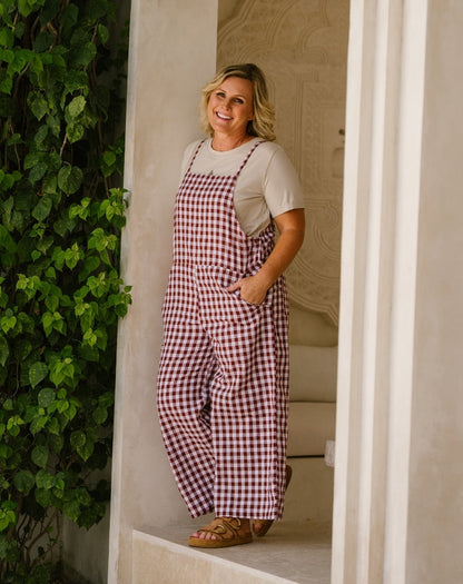 Cotton Overall - Coffee Gingham