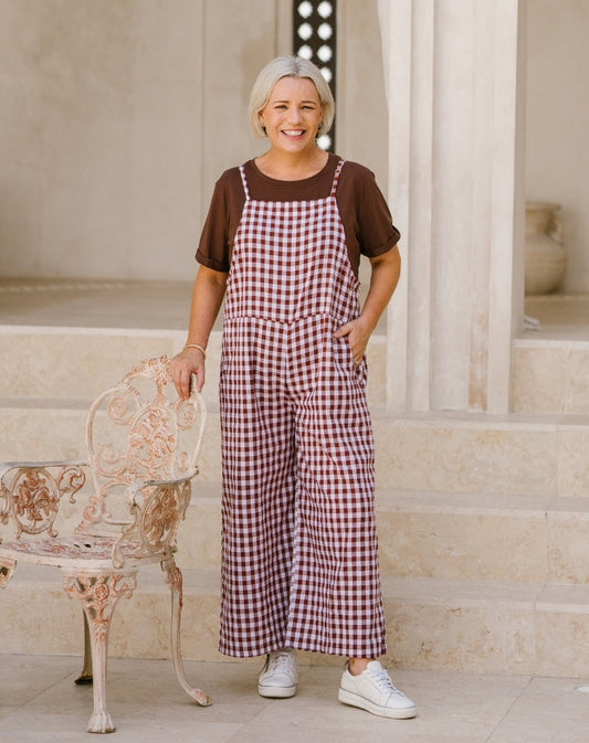 Cotton Overall - Coffee Gingham