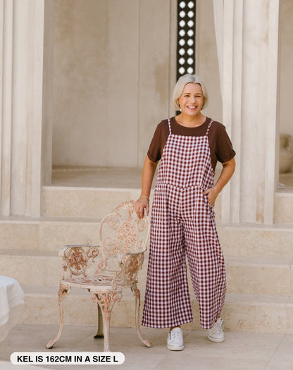 Cotton Overall - Coffee Gingham