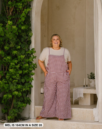 Cotton Overall - Coffee Gingham