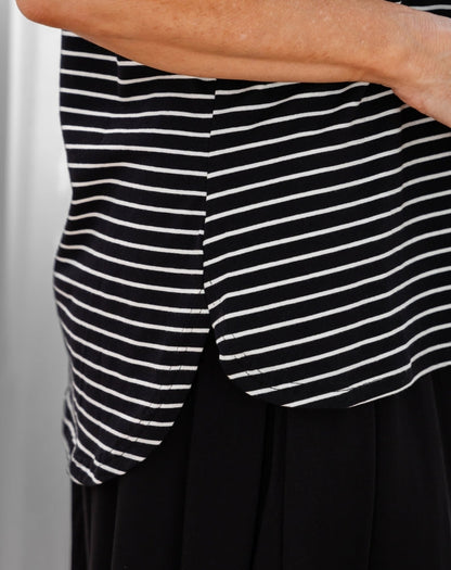 Phoebe Puff Sleeve Tee - Black Stripe