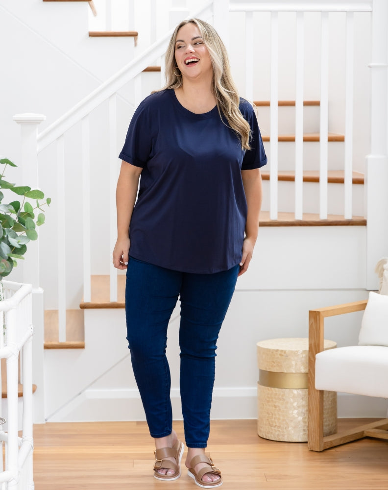 Cuff Tee - Navy