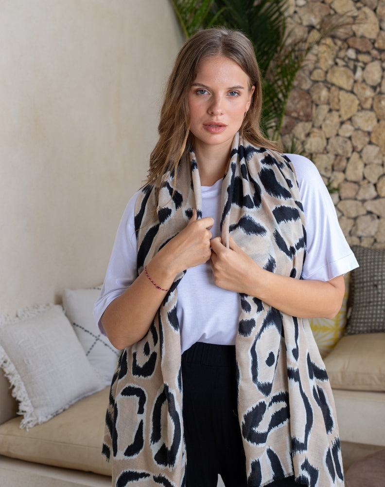 Animal Print Scarf - Desert Reef Beige