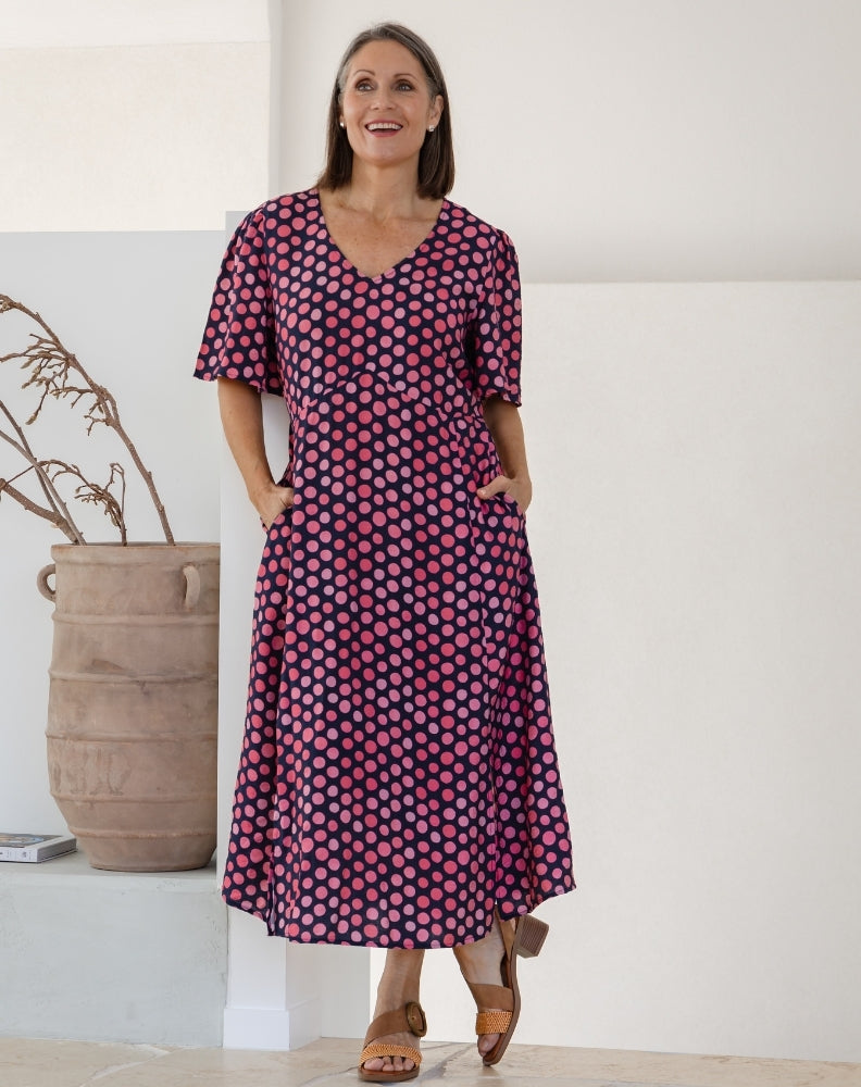 Georgia Dress - Navy Spot