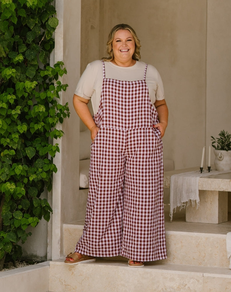 Cotton Overall - Coffee Gingham