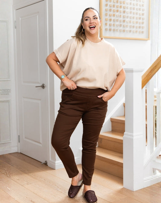 Slip On Canvas Jean - Brown
