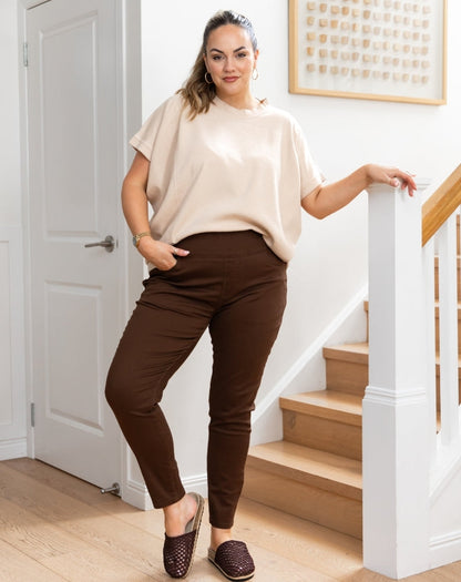 Slip On Canvas Jean - Brown