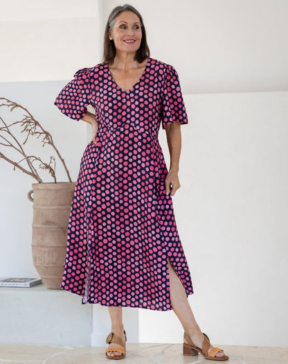 Georgia Dress - Navy Spot