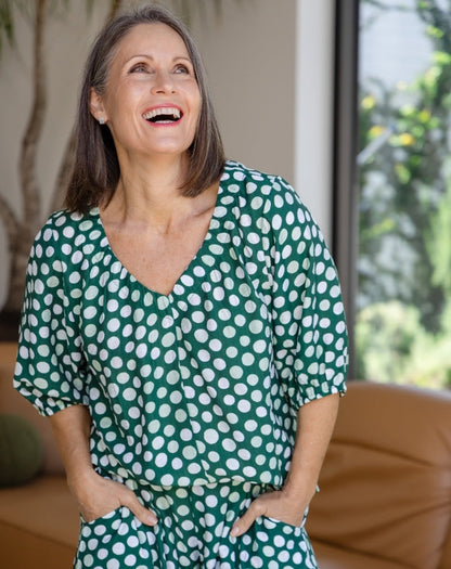 Lucy Top - Olive Spot
