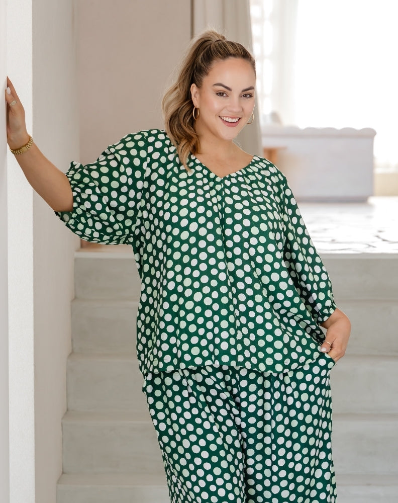 Lucy Top - Olive Spot
