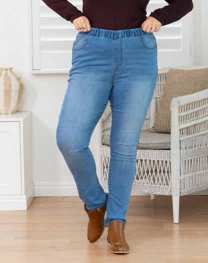 Piper Pull On Jeans - Denim Blue