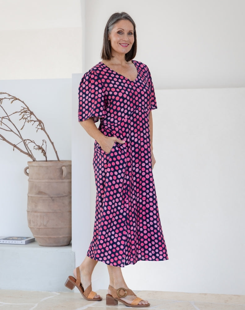 Georgia Dress - Navy Spot