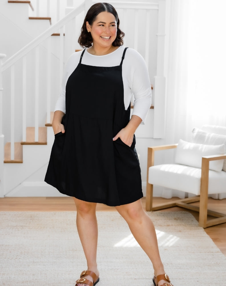 Rayon Pinafore -Black