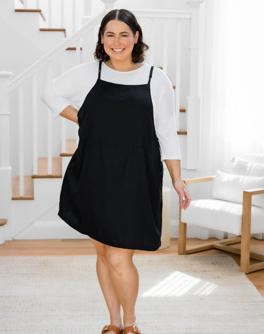 Rayon Pinafore -Black