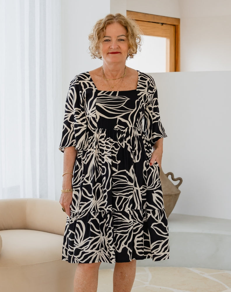 Alana Dress - Midnight Palm