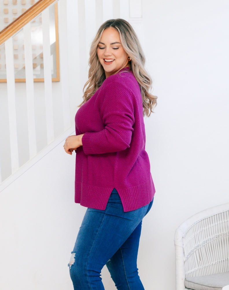 Freez-Maple-Waffle-Knit-Plum-Side