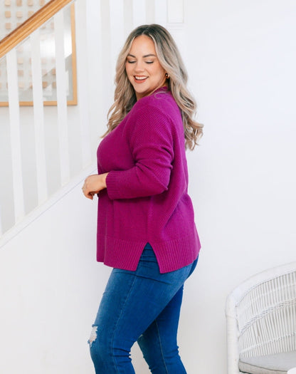 Freez-Maple-Waffle-Knit-Plum-Side