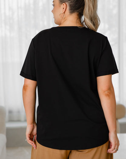 Heart Sequin Tee - Black