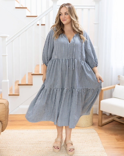 Freez_Amber_Dress_Navy_Gingham_Front