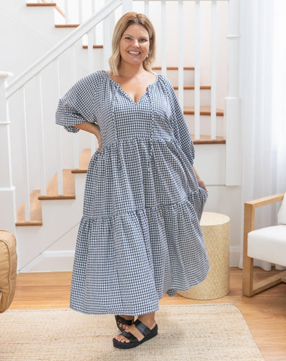 Freez_Amber_Dress_Navy_Gingham_Tiered_Skirt