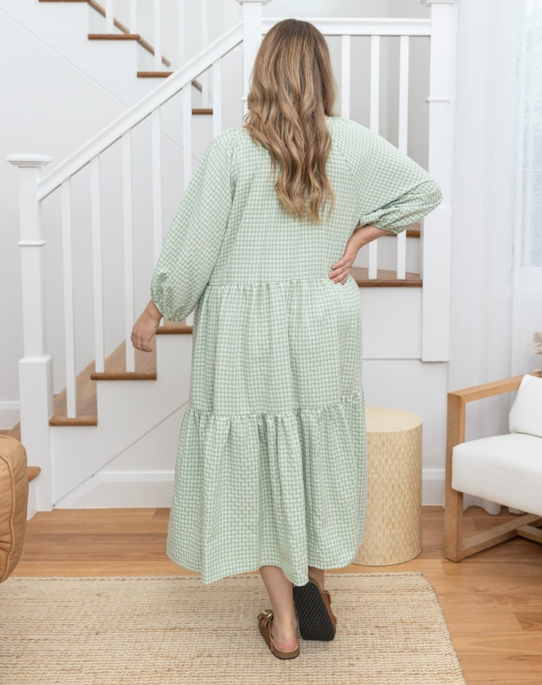 Freez_Amber_Dress_Sage_Gingham_Back