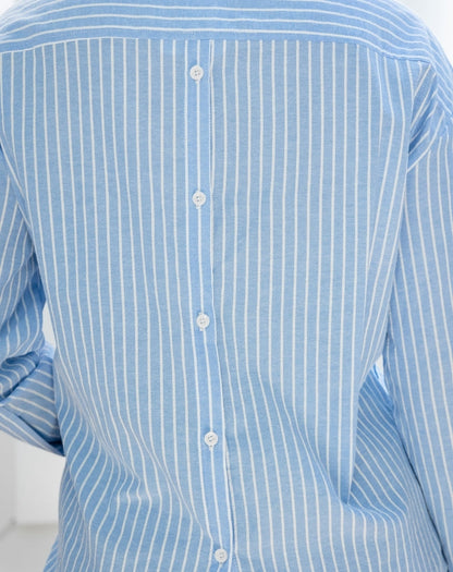 Button Back Shirt - Blue Stripe