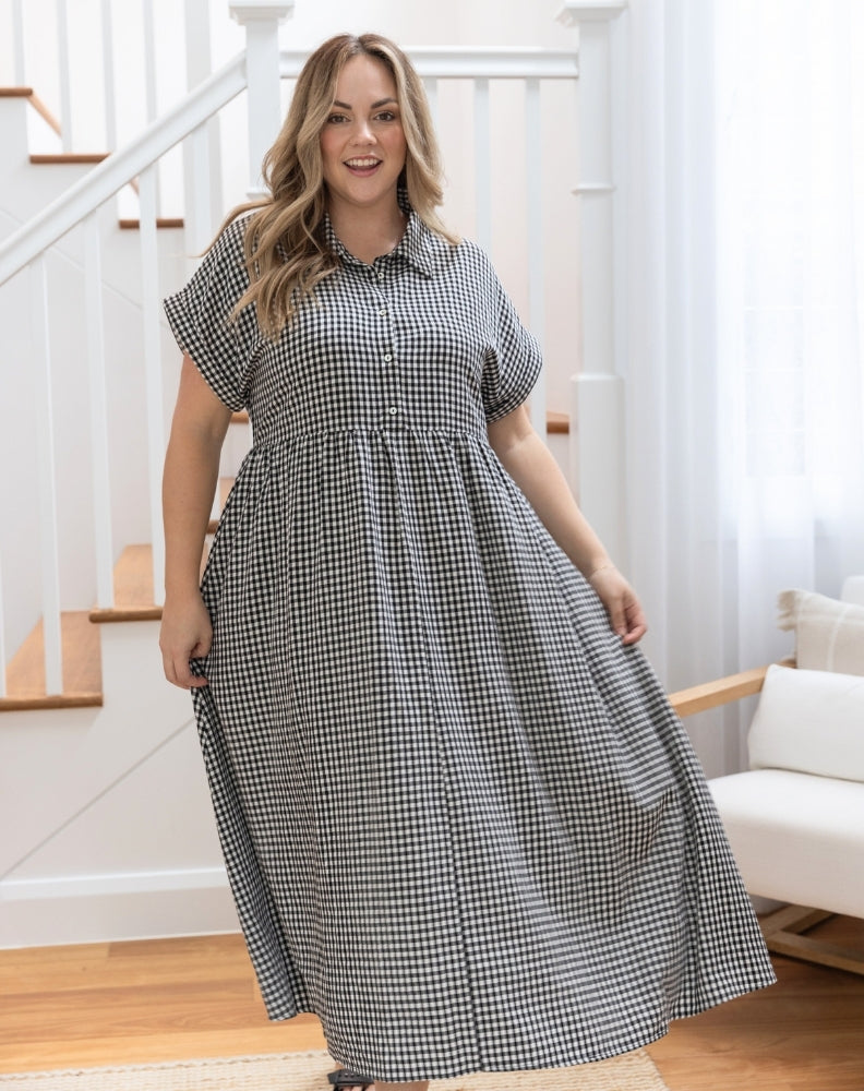 Freez_Elsie_Dress_Black_Gingham_Front_Buttons