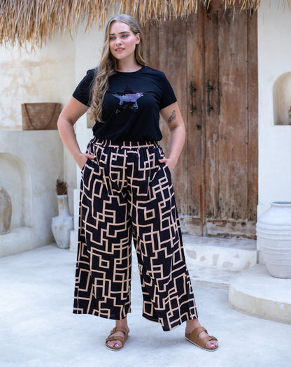 Morgan Pants - Beige Abstract