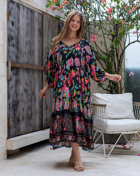Jacinta Dress - Black Floral