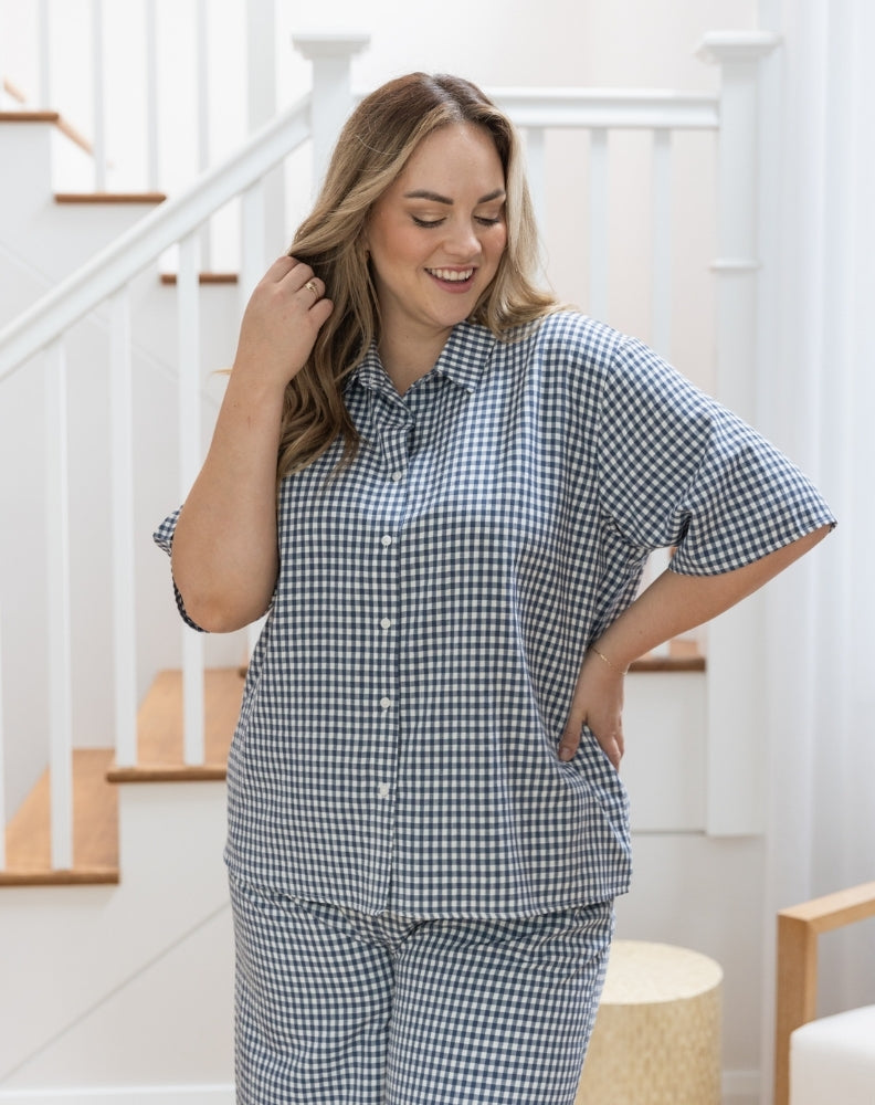 Lexie_Shirt_Navy_Gingham_Front