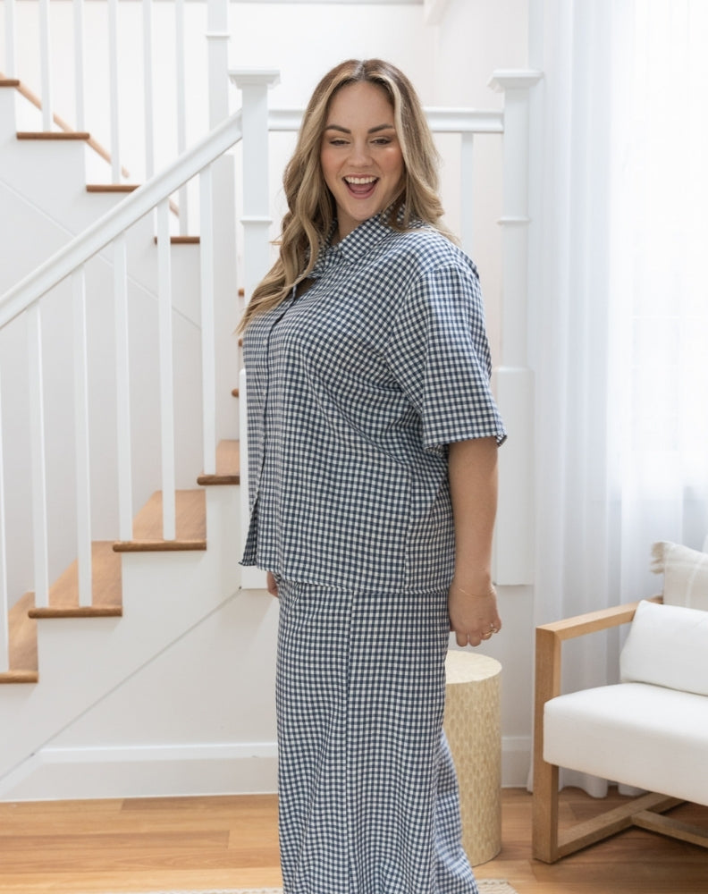 Lexie_Shirt_Navy_Gingham_Side