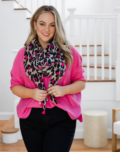 Animal Print Scarf - Hot Pink