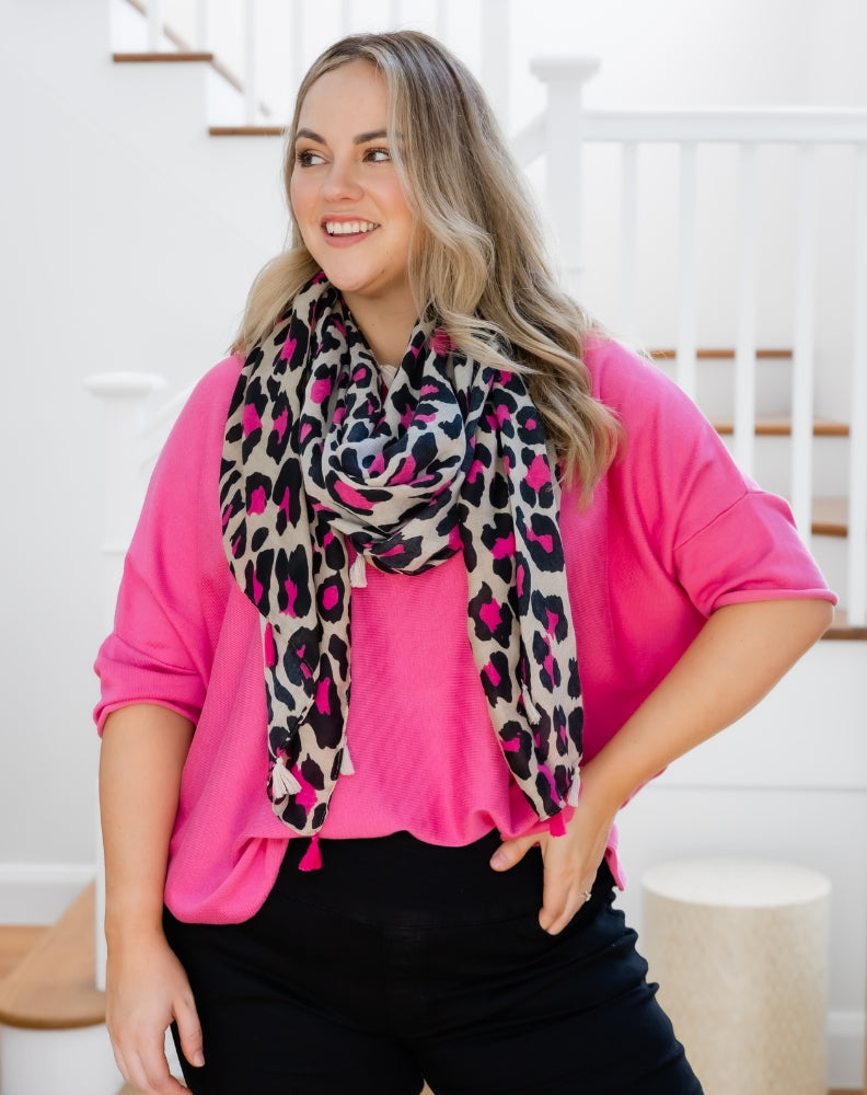Animal Print Scarf - Hot Pink